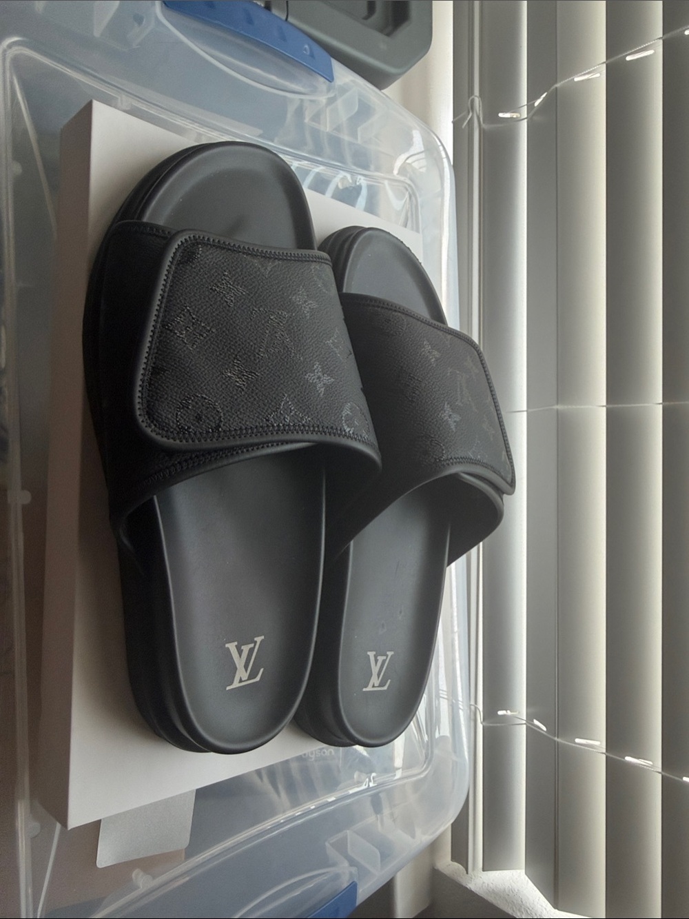 Louis Vuitton Black Monogram Men's Slide Sandals